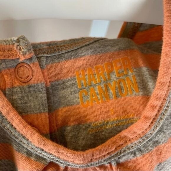 Harper Canyon Striped Jumpsuit Orange-Gray Sleeveless Size: 3T Toddler Girl - Picture 6 of 7